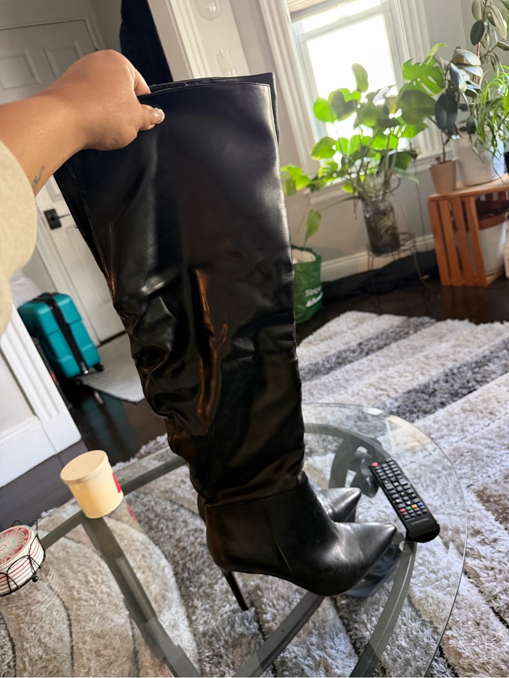 INC Black Over-the-Knee Pointed-Toe Stiletto Boots